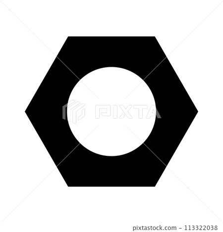 Nut silhouette icon. Parts icon. Vector. 113322038