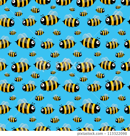 Cute seamless bee pattern vector 113322098