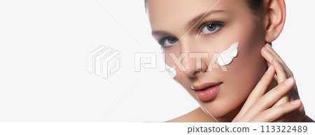 High-quality crop photo of skincare and cosmetics High-quality crop photo of skincare and cosmetics 113322489