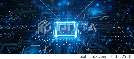 futuristic micro chip representing the futuristic big data. 113322508