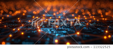 Information technology representing the futuristic big data. Into the future concept. 113322525
