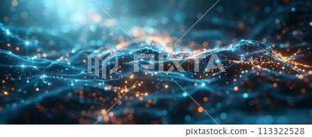 Information technology representing the futuristic big data. Into the future concept. 113322528
