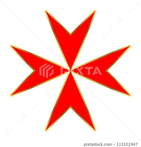 red Maltese cross with golden outline. Military Order insignia red Maltese cross with golden outline. Military Order insignia 113322847