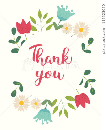 Greeting card with flowers, can be used as invitation card for wedding, birthday and other holiday and spring or summer background. Vector illustration. 113323020