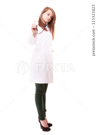 Medical. Woman doctor in lab coat with stethoscope Medical. Woman doctor in lab coat with stethoscope 113323825