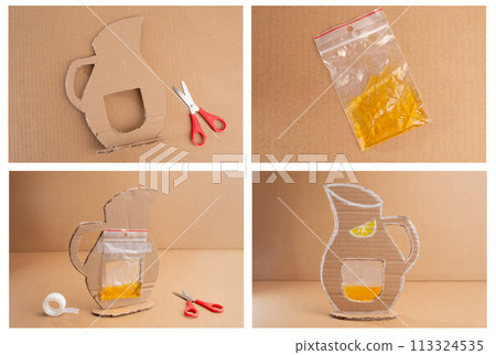reuse and upcycling. Great for illustrating DIY projects and children's craft ideas 113324535