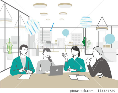 Business people meeting in the office - business team startup illustration material 113324789