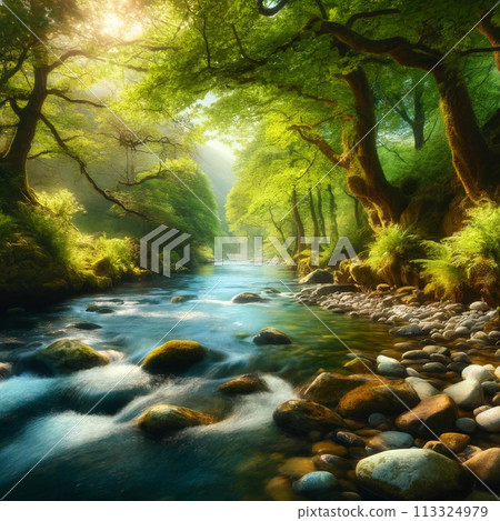 River, stream, scenery - Stock Illustration [113324979] - PIXTA