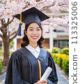 Graduation ceremony_Woman wearing doctoral cap 113325006