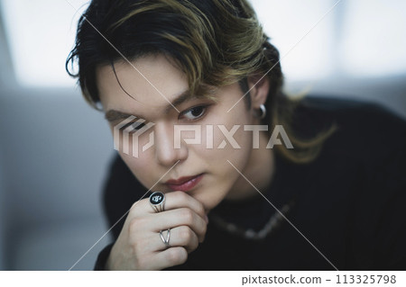 Men's makeup, beauty image, portrait of a man in his 20s 113325798