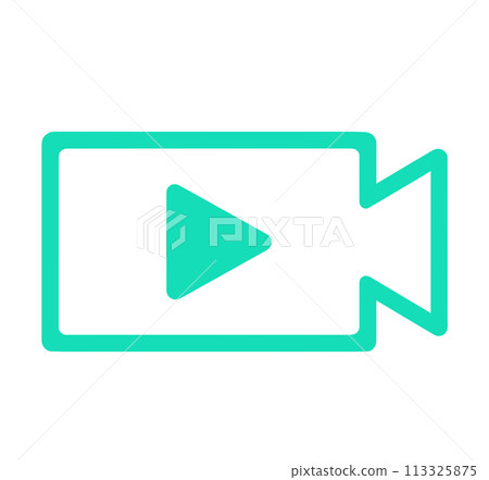 Simple green video camera icon 113325875