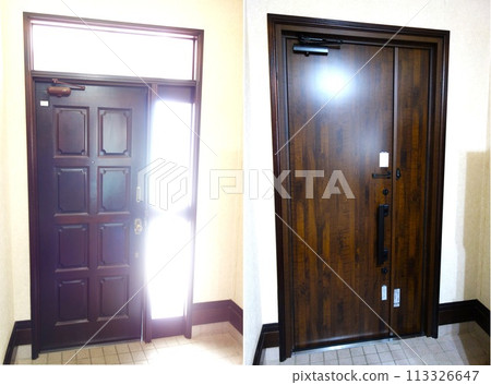Entrance door renovation before and after 113326647
