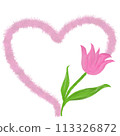 鬱金香和粉紅色的心 113326872