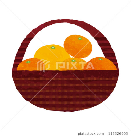 籃子裡的柑橘類水果_tangerine_orange_grapefruit_watercolor風格 113326903