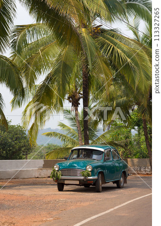 Indian taxi car on road 113327265