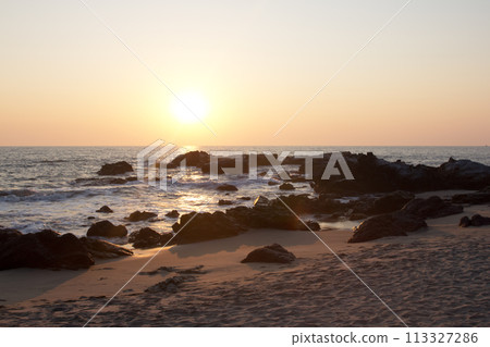 Sunset on the background of the cliffs of Goa Sunset on the background of the cliffs of Goa 113327286