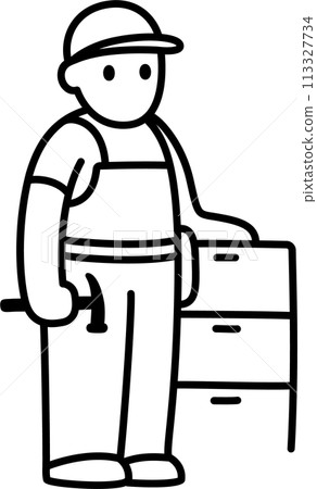Carpenter, cabinet maker doodle icon Carpenter, cabinet maker doodle icon 113327734