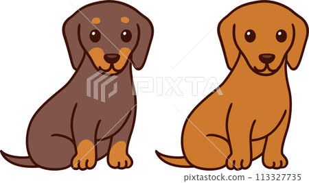 Two cartoon Dachshunds 113327735
