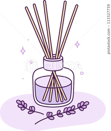 Lavender scented fragrance reed diffuser drawing Lavender scented fragrance reed diffuser drawing 113327739