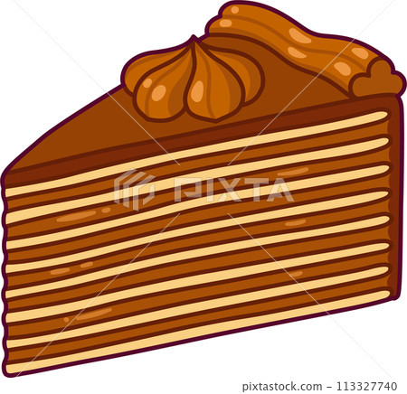 Slice of chocolate mille feuille cake Slice of chocolate mille feuille cake 113327740