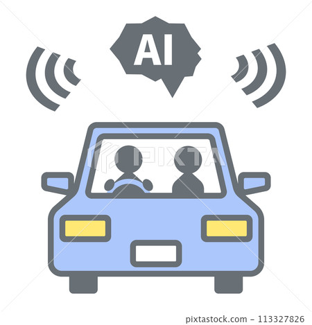 具有 AI 駕駛支援的兩座汽車插圖 113327826