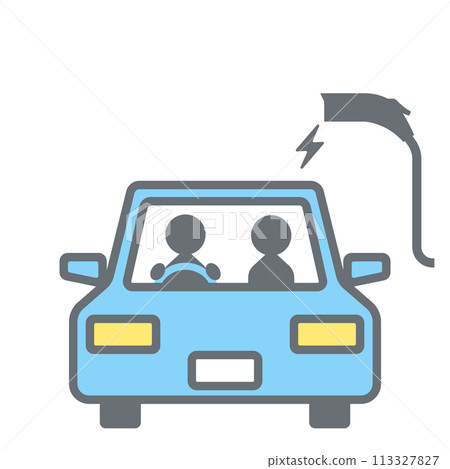 Illustration of a two-seater car charging electricity 113327827