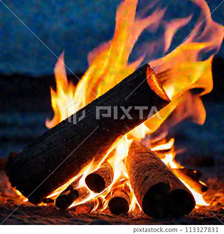 Burning firewood 113327831