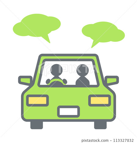 Illustration of a two-seater car driving while having a pleasant conversation 113327832