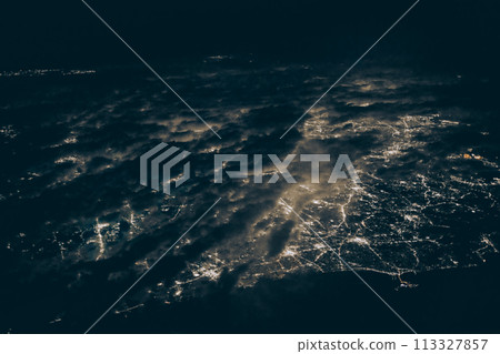 Nov 30 2023 Yokohama shi Cityscape at dusk with moonlit sky and illuminated horizon Nov 30 2023 Yokohama shi Cityscape at dusk with moonlit sky and illuminated horizon 113327857