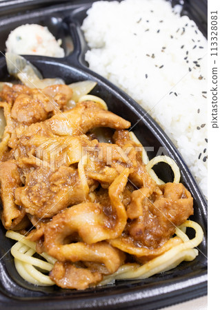 Delicious pork ginger grilled lunch box Delicious pork ginger grilled lunch box 113328081