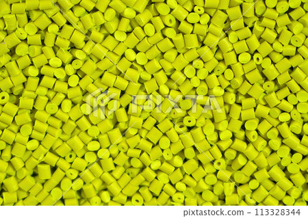 The pile of green pellets materials for plastic injection process. The pile of green pellets materials for plastic injection process. 113328344