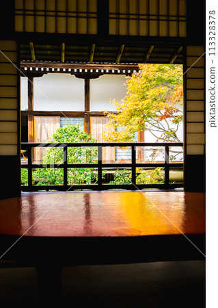 京都市左京區東山區墨蓮山安樂寺松陰中庭的秋葉 113328378