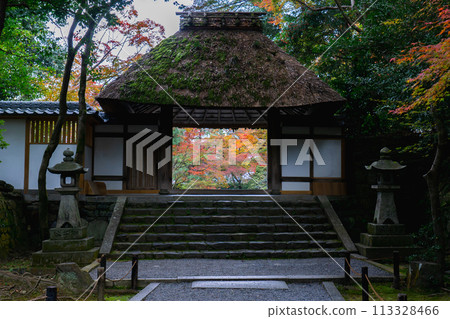 Kyoto City, Sakyo Ward, Higashiyama, Honen-in Temple, temple gate and autumn leaves Kyoto City, Sakyo Ward, Higashiyama, Honen-in Temple, temple gate and autumn leaves 113328466