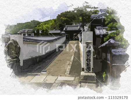 水彩風格的常光寺途徑岡山縣淺口市 113329170