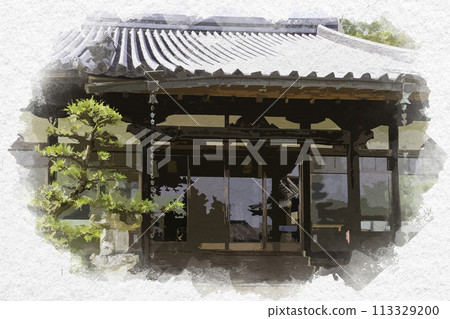 水彩風格常光寺本堂 岡山縣淺口市 113329200