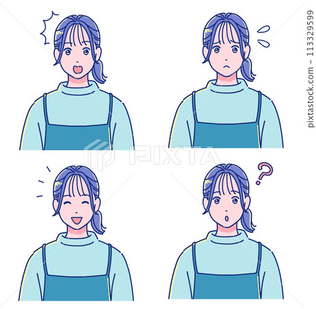 Anime style stylish girl line drawing Anime style stylish girl line drawing 113329599