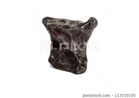 Macro stone mineral meteorite tektite on white background 113330185
