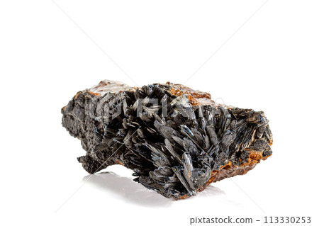 Macro stone Apatite mineral on white background Macro stone Apatite mineral on white background 113330253