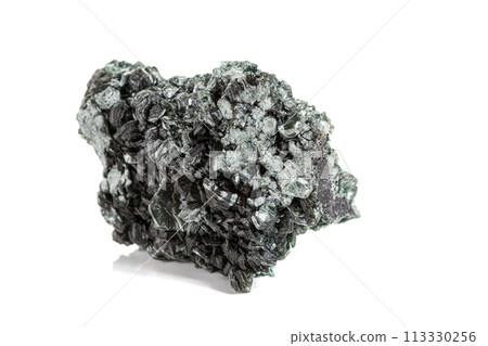 Macro stone Apatite mineral on white background Macro stone Apatite mineral on white background 113330256