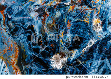 Macro stone Pietersite mineral on white background 113330273