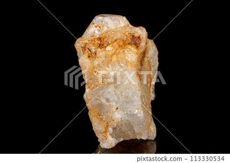 Macro tourmaline mineral stone on black 113330534