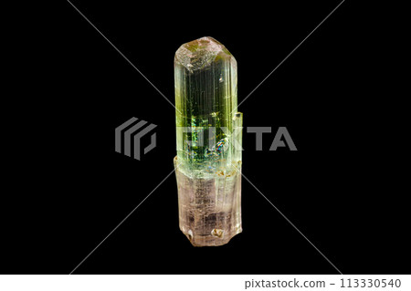 Macro tourmaline mineral stone on black 113330540