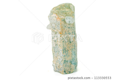Macro tourmaline mineral stone on white background 113330553