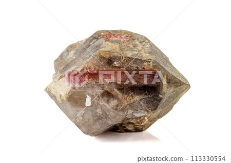 Macro tourmaline mineral stone on white background 113330554