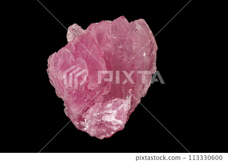 Macro pink quartz mineral stone on black background Macro pink quartz mineral stone on black background 113330600