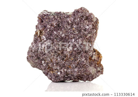 Macro of a chromium kyanite mineral stone on white background Macro of a chromium kyanite mineral stone on white background 113330614
