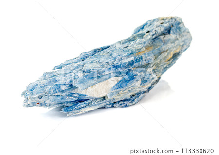 Macro stone kyanite mineral on white background Macro stone kyanite mineral on white background 113330620
