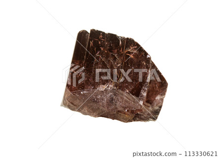 Macro stone axinite mineral on white background 113330621