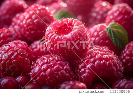 Ripe raspberries close up. Sweet summer berry. Ripe raspberries close up. Sweet summer berry. 113330996