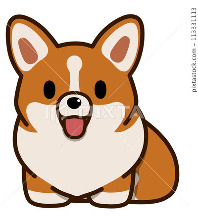 Smiling sitting tailless corgi (red color) 113331113